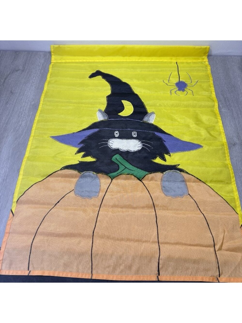 Vintage Halloween Holiday Outdoor Flag Home Decor Cat Pumpkin 40”x28”